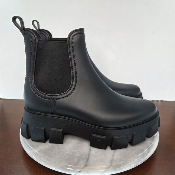 Jeffrey Campbell Chunky Chelsea Boots Womens Size EU 38 Black Platform Lug Sole - Picture 1 of 10
